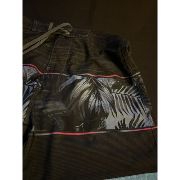 Burnside Men's Swim Trunks Blue Gray Board Shorts Back Zip Hawaiian Size 30 - Picture 2 of 6